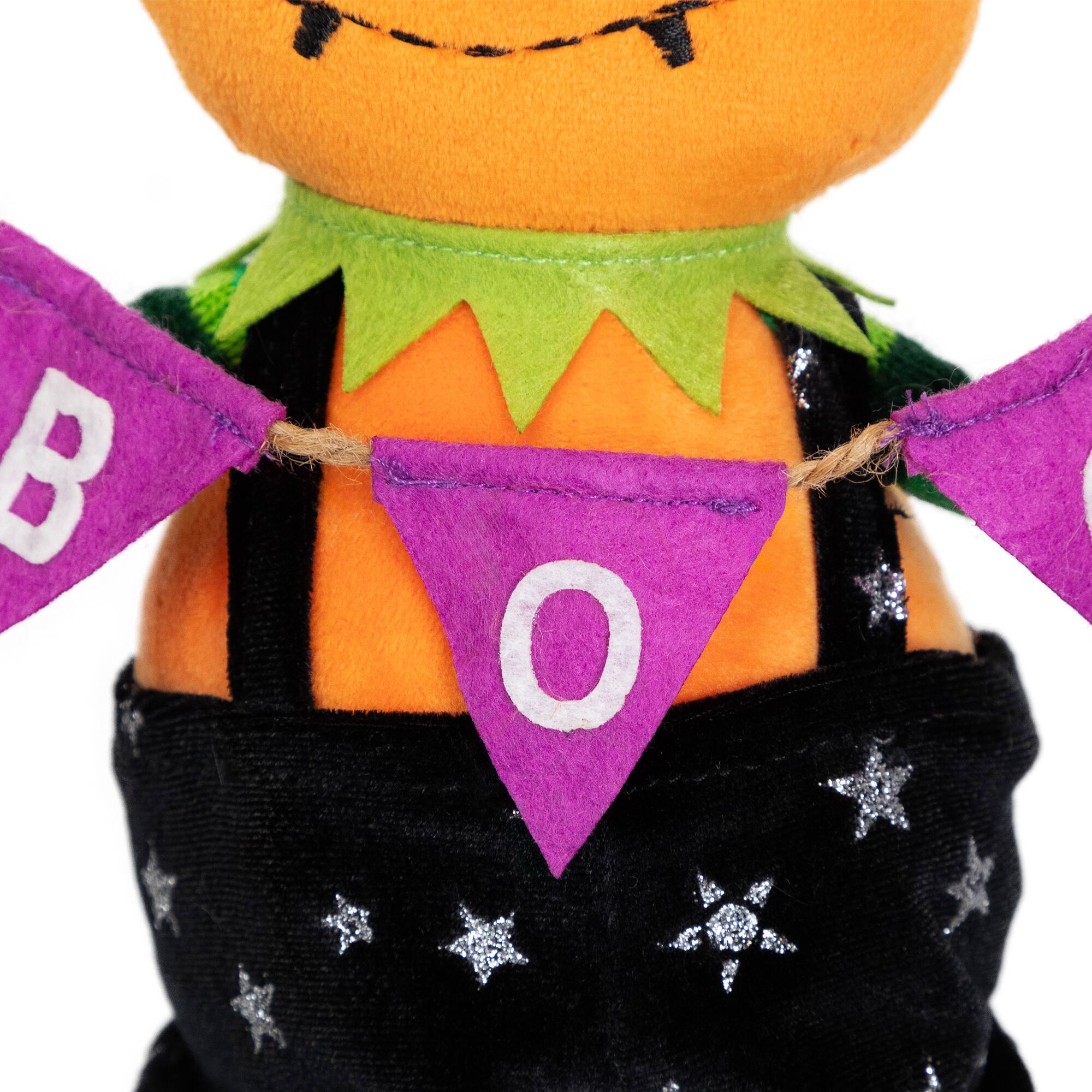 14" Sitting Plush Jack-o'-Lantern Halloween Figure